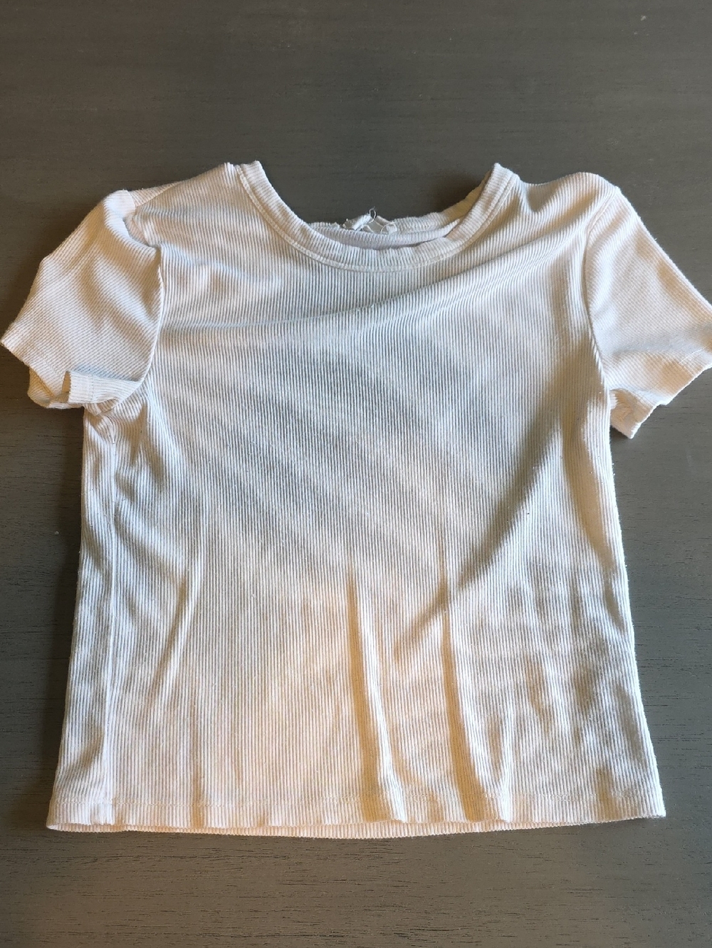 14 - T.J.Maxx White Ribbed Short Sleeve Crew Tee